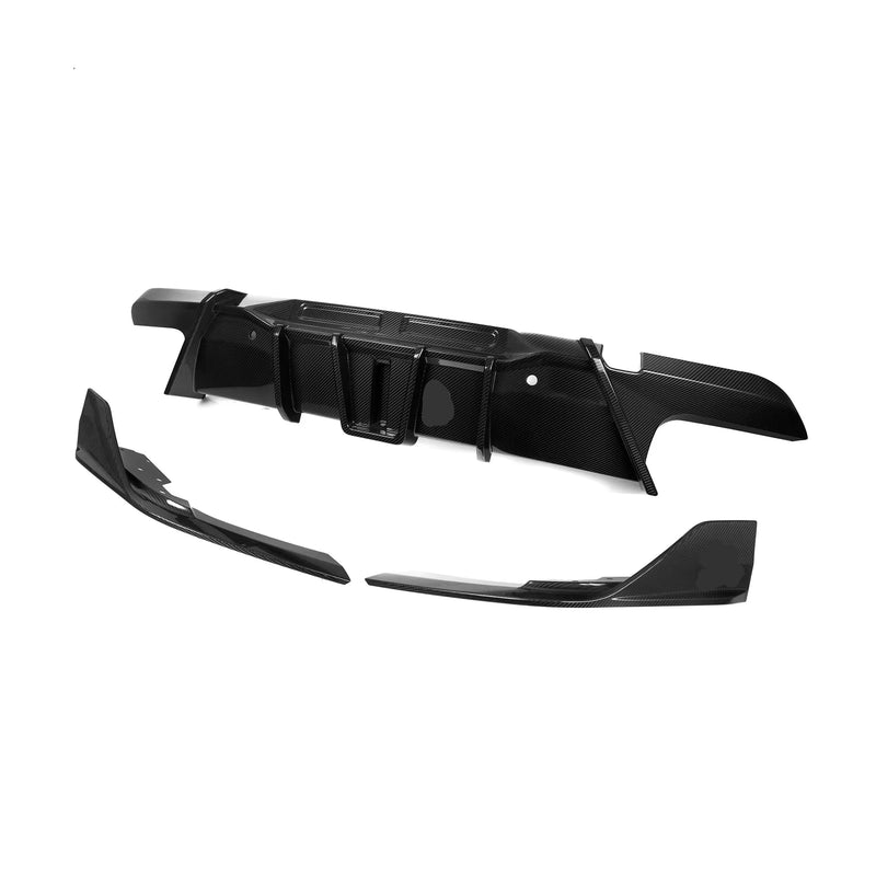 Carbon Fiber Diffuser SQ Style 3PCS Without LED Light Fit for BMW X6M F96 2020+